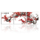 Paint By Numbers Triptych Flowers Red Flowers Asian