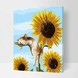 Painting by Numbers Kitten Sleeping on Sunflowers