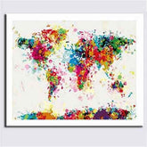 Painting by Numbers World Map Colorful