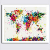 Painting by Numbers World Map Colorful