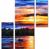 Painting by Numbers Fishing Boat Sunset- 3-Panel (Triptych)
