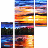 Painting by Numbers Fishing Boat Sunset- 3-Panel (Triptych)