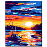Painting by Numbers Fishing Boat Sunset
