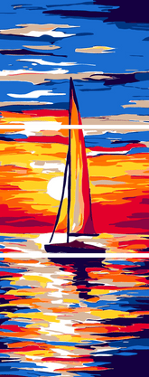 Painting by Numbers Sunrise Sea- 3-Panel (Triptych)
