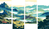 Painting by Numbers Mountain Landscape 4-Panel (Quattro)