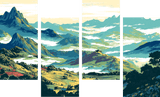 Painting by Numbers Mountain Landscape 4-Panel (Quattro)