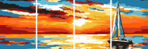 Painting by Numbers Sunrise Sea 4 Panel Design (Quattro)