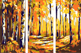 Painting by Numbers Birch forest- 3-Panel (Triptych)
