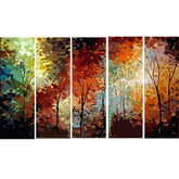 Painting by Numbers Colorful forest 5-Panel