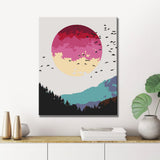 Painting by Numbers Flock of Birds in Front of The Red Sun