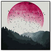 Painting by Numbers Flock of Birds in Front of The Red Sun