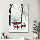 Paint by Numbers Winter Red Park Bench
