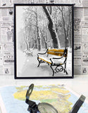 Painting by Numbers Winter Yellow Park Bench