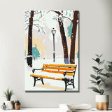 Painting by Numbers Winter Yellow Park Bench