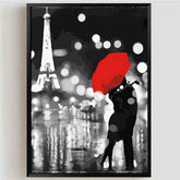 Painting by Numbers Paris Couple Red Umbrella