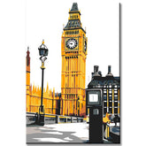 Grind nach Zahlen Telefonzelle gelb Big Ben