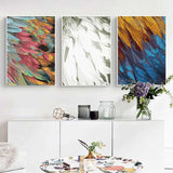 Paint by Numbers Triptych Colorful Feathers - White Plumage