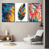 Paint by Numbers Triptych Colorful Feathers - White Plumage