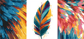 Paint by Numbers Triptych Colorful Feathers - White Plumage
