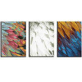 Paint by Numbers Triptych Colorful Feathers - White Plumage