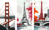 Painting by Numbers Radio Tower Red White Pier Paris San Francisco Bridge