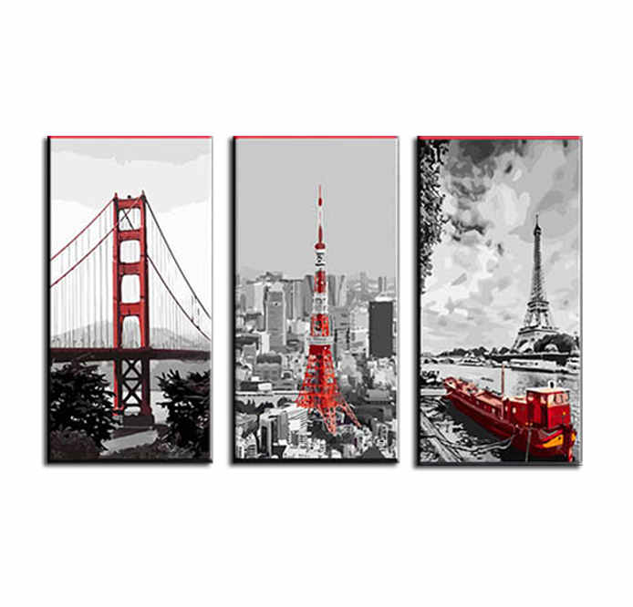 Painting by Numbers Radio Tower Red White Pier Paris San Francisco Bridge