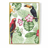 Painting by numbers animals toucan parrot flowers