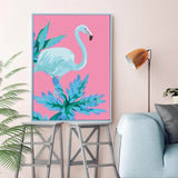 Painting by numbers bird flamingo pink