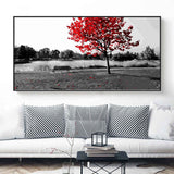 Painting by Numbers Black and White Red Tree
