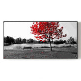 Painting by Numbers Black and White Red Tree