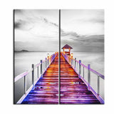 Painting by Numbers Bridge Black White Colorful -2 Panel (Duo)