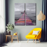 Painting by Numbers Bridge Black White Colorful -2 Panel (Duo)