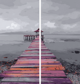 Painting by Numbers Bridge Black White Colorful -2 Panel (Duo)