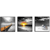 Painting by Numbers Triptych Bicycle on The Beach Vacation