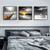 Painting by Numbers Triptych Bicycle on The Beach Vacation