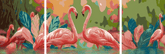 Painting by Numbers Flamingo Family- 3-Panel (Triptych)
