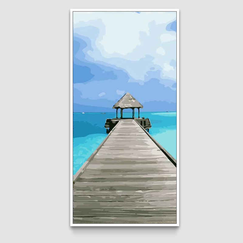 Painting by numbers Caribbean jetty into the sea