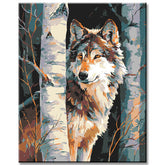 Painting by Numbers Wolf in The Birch forest