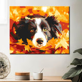 Painting by Numbers Dog in The Bed of Leaves