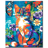 Painting by Numbers Flower Cat