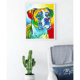 Painting by numbers dog great dane rainbow colorful