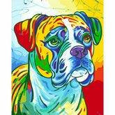 Painting by numbers dog great dane rainbow colorful
