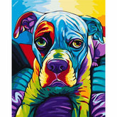 Painting by numbers dog boxer rainbow colorful