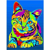 Paint by Numbers Cat in Rainbow Colors Animal Art