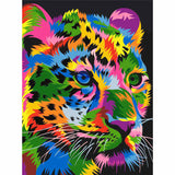 Paint by numbers young lion in rainbow colors animal art