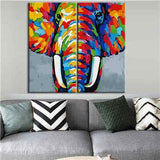 Paint by Numbers Large Elephant Portrait Modern Animal Art 2 Panel (Duo)