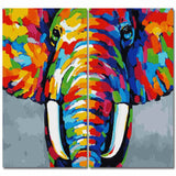 Paint by Numbers Large Elephant Portrait Modern Animal Art 2 Panel (Duo)