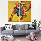 Paint by Numbers Large Bull Portrait Modern Animal Art 2 Panel (Duo)