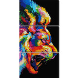 Painting by Numbers Lion Modern Animal Art - Triptych