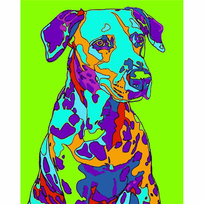 Paint by Numbers Colorful Wildlife Dog Portrait